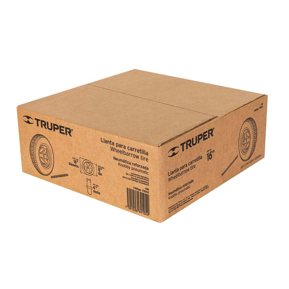 LLANTA COMPLETA NEUMATICA 16' INCLUYE EJE Y BALEROS