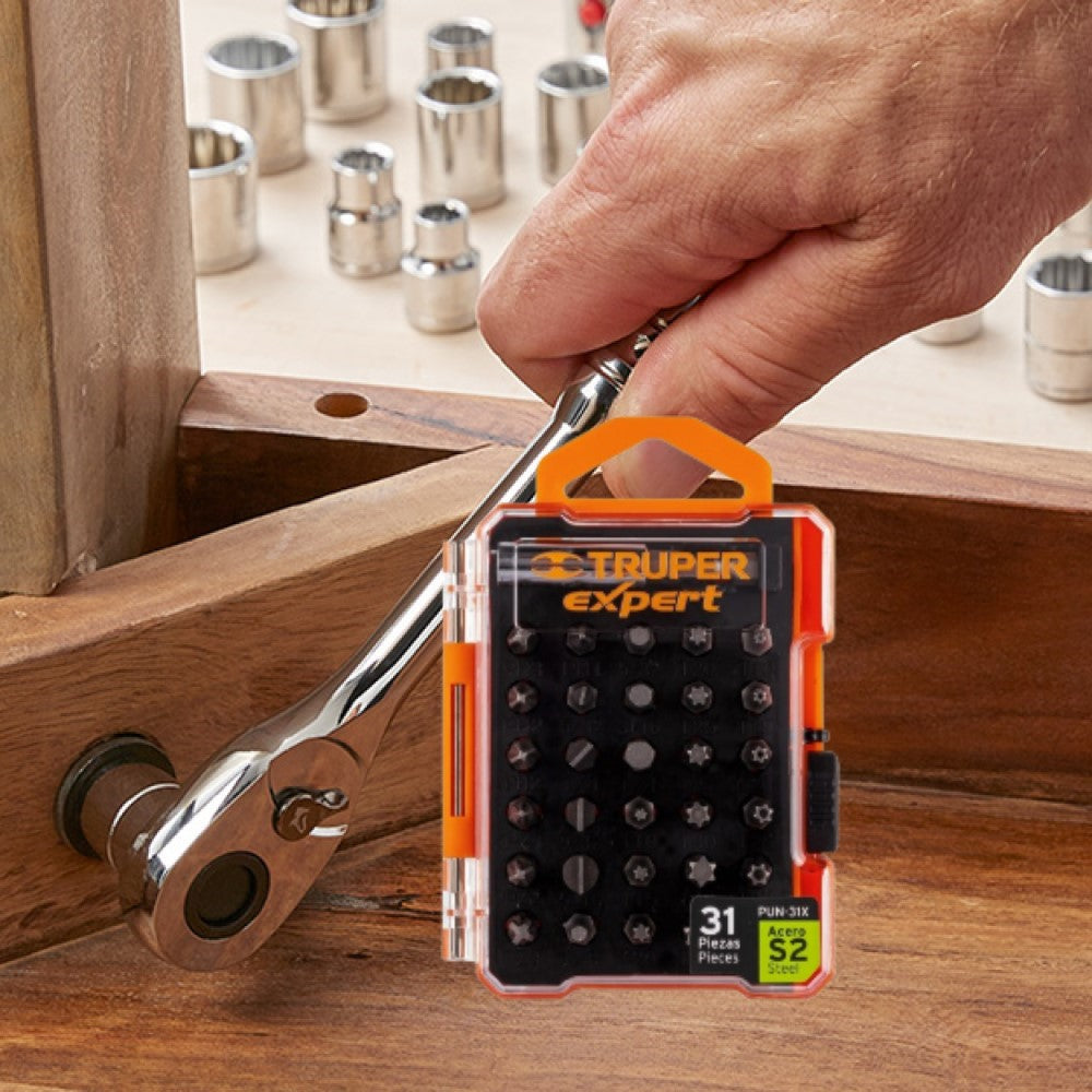 JUEGO DE 31 PUNTAS 1" S2 TRUPER EXPERT MCA TRUPER HERRAMIENTAS