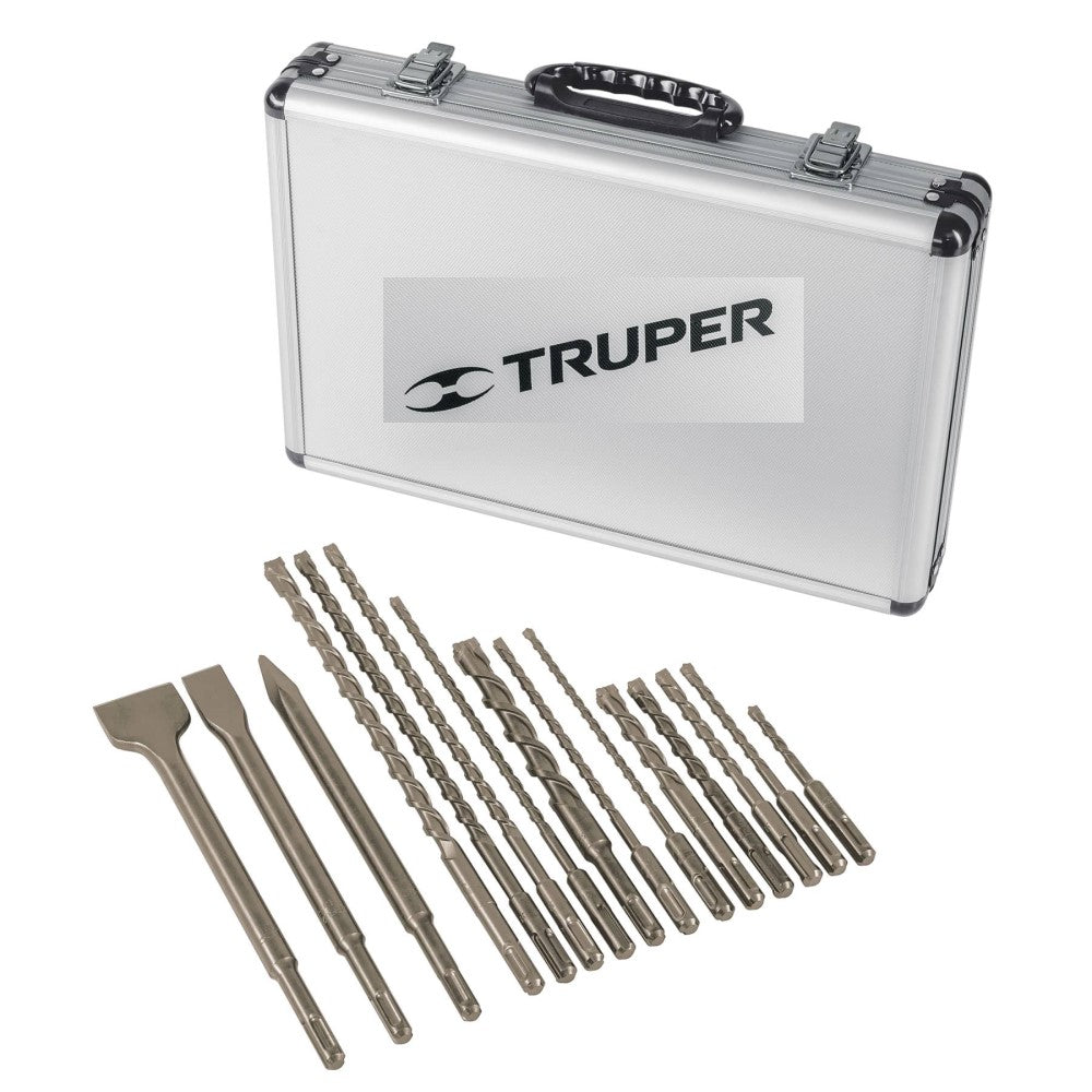 JUEGO DE 15 BROCAS Y CINCELES SDS PLUS EN ESTUCHE TRUPER JSDS-15