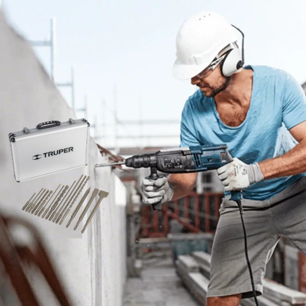 JUEGO DE 15 BROCAS Y CINCELES SDS PLUS EN ESTUCHE TRUPER JSDS-15