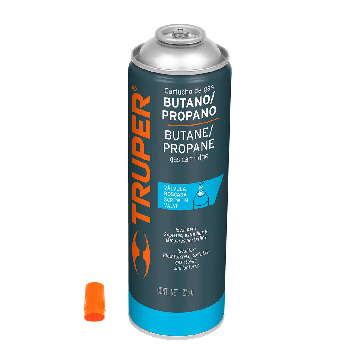 LATA DE GAS CON VALVULA ROSCADA 275GR TRUPER