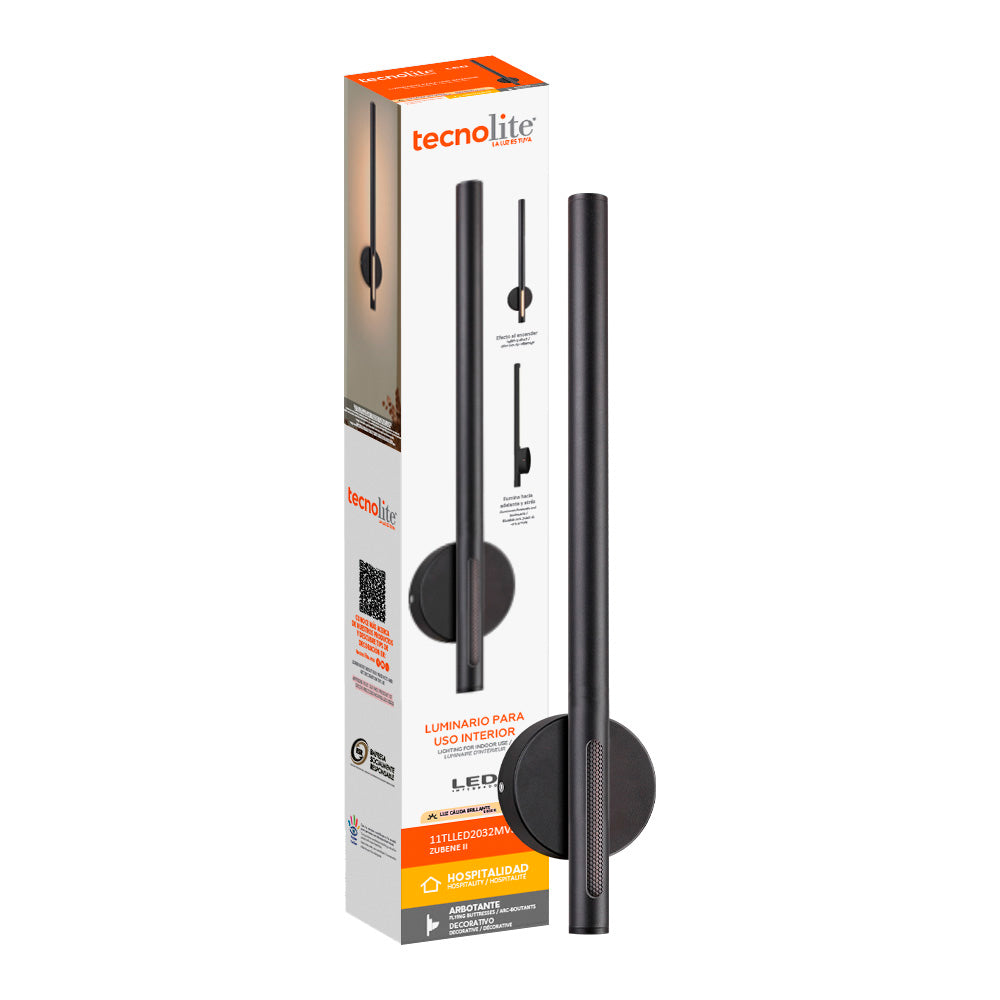 LAMPARA DE PARED ARBOTANTE LED 11W LUZ CALIDA BRILLANTE DIRECTA/INDIRECTA IRC90 NO ATENUABLE NGO