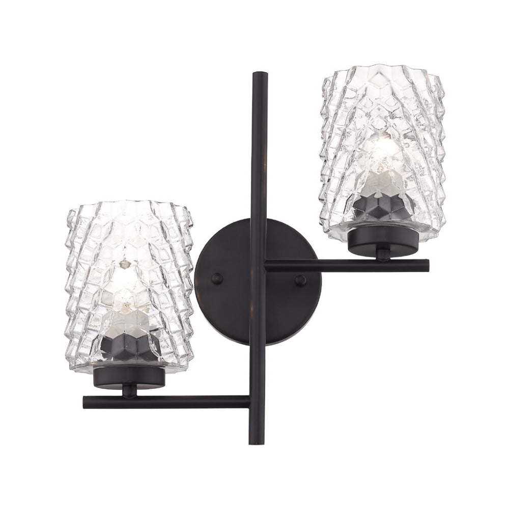 LUMINARIO SOBREPONER MURO INT. 17W/100-240V. E27 CRISTAL ALUM. NEGRO BERENICES II ***TECNOLITE HAE***