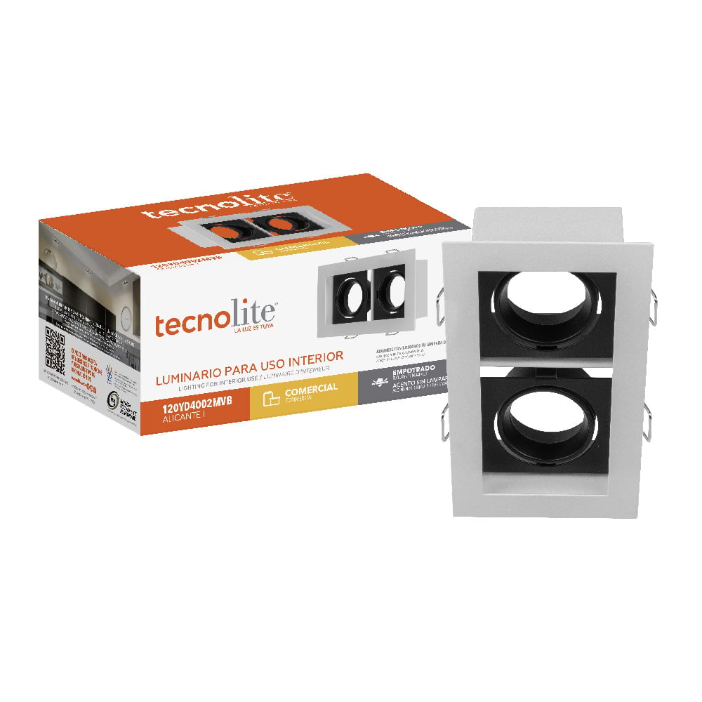 KIT DE 2 PIEZAS DE LÁMPARA DE INTERIOR EMPOTRABLE ALICANTE I TECNOLITE BASE GX5.3 DIRIGIBLE BLANCO