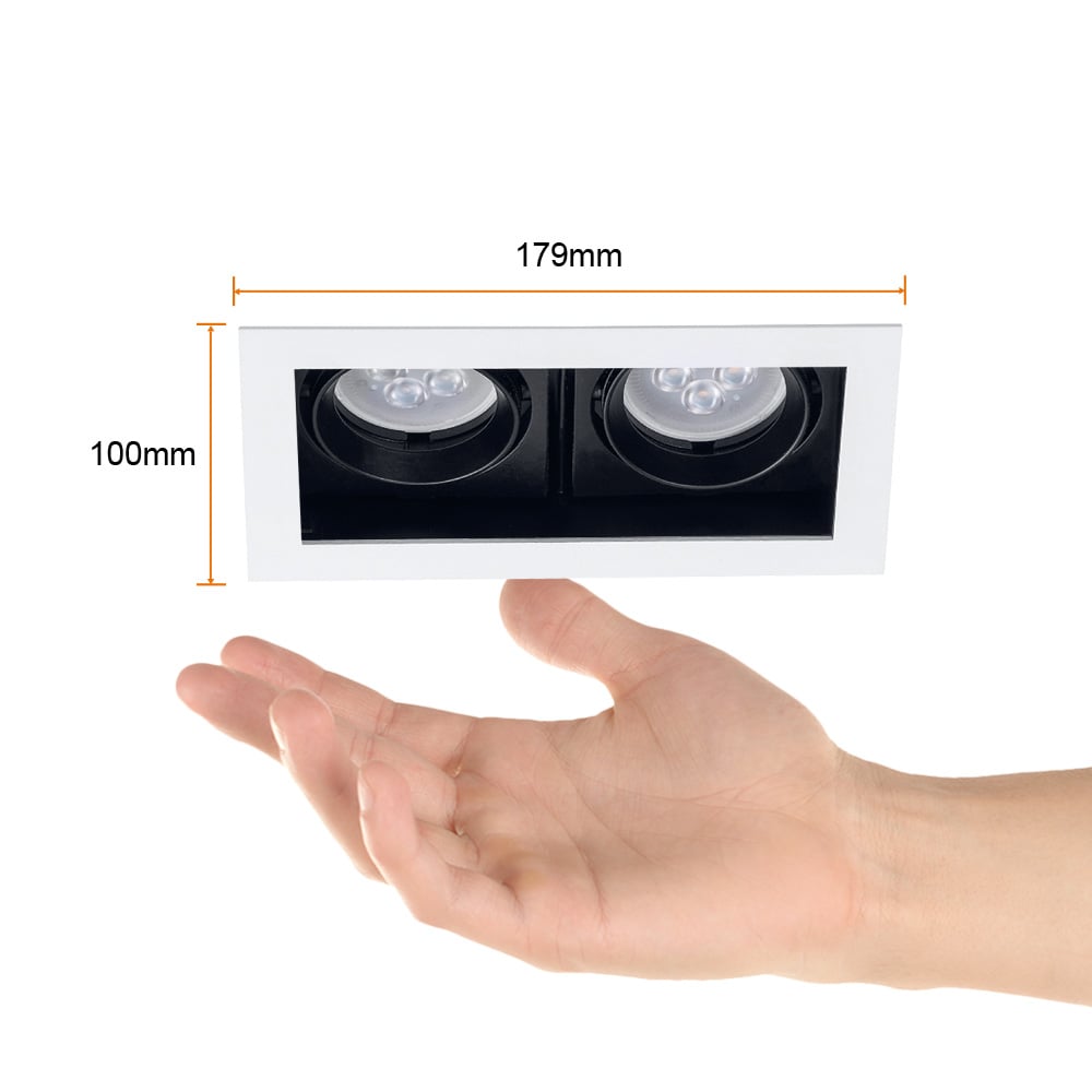 KIT DE 2 PIEZAS DE LÁMPARA DE INTERIOR EMPOTRABLE ALICANTE I TECNOLITE BASE GX5.3 DIRIGIBLE BLANCO