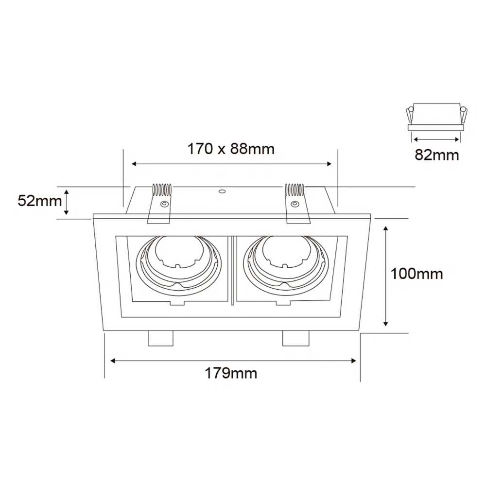 LAMPARA EMPOTRABLE DOWNLIGHT DIRIGIBLE POTENCIA MAX. 120 W 2 BASES GX5.3/GU10 NO INCLUYE FOCOS 120YD4002MVN