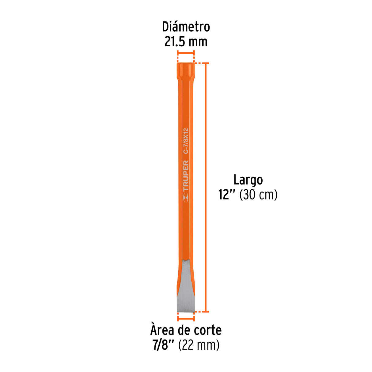 CINCEL DE CORTE FRIO DE 7/8X12" TRUPER CONSTRUCION
