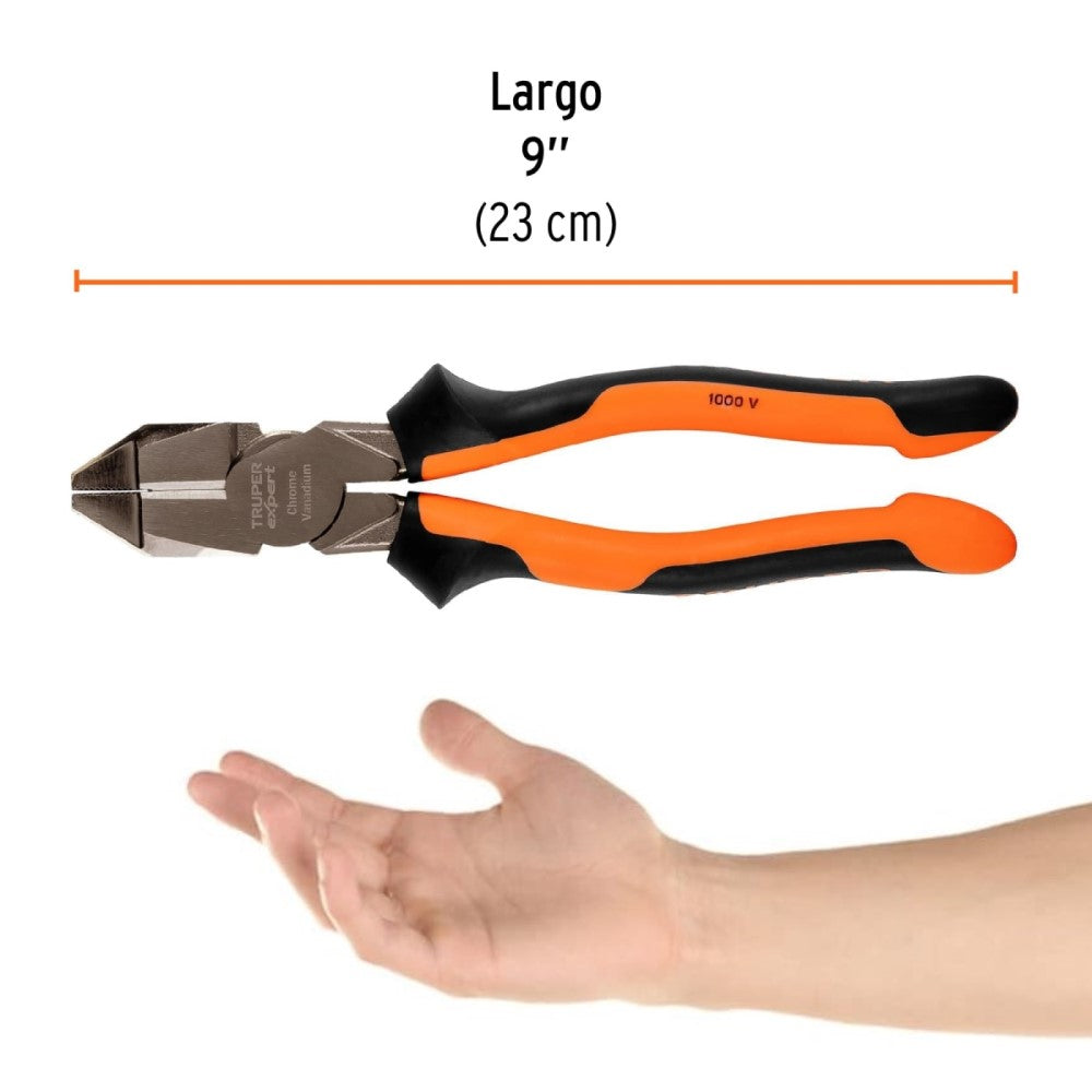 PINZA PARA ELECTRICISTA 9" CABEZA CUADRADA COMFORT GRIP TRUPER