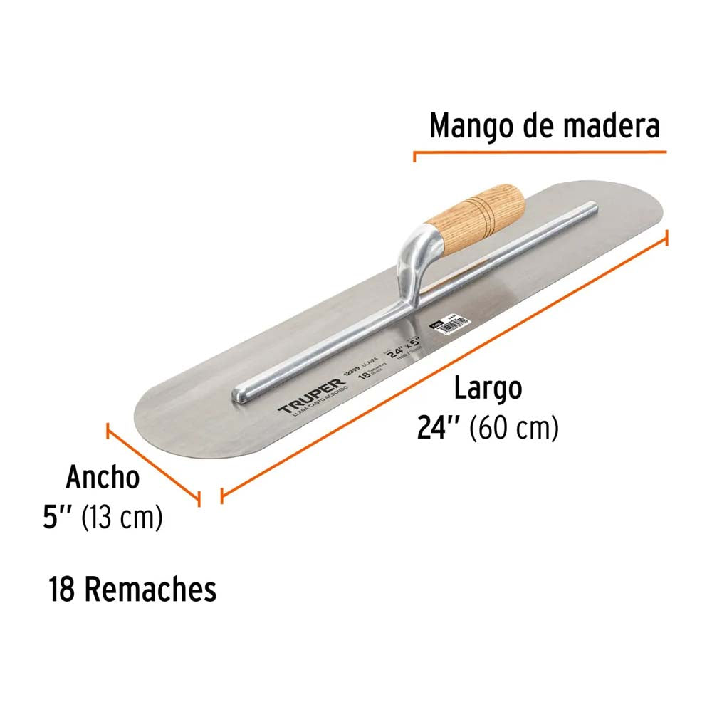 LLANA CANTO REDONDO 24"X 5"CON MAGO DE MADERA LLA-24 MCA TRUPER