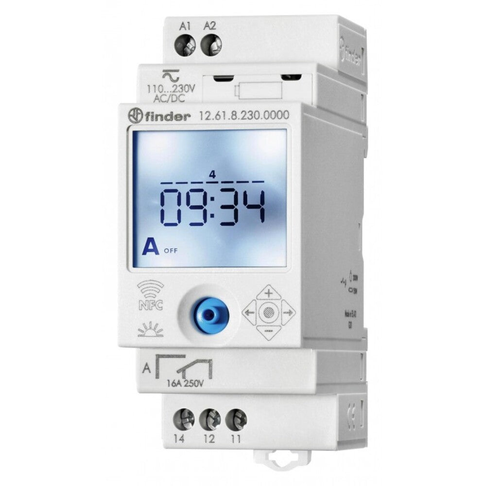 INTERRUPTOR HORARIO DIGITAL TIPO 12.61 1CC 16A. ON/OFF FINDER