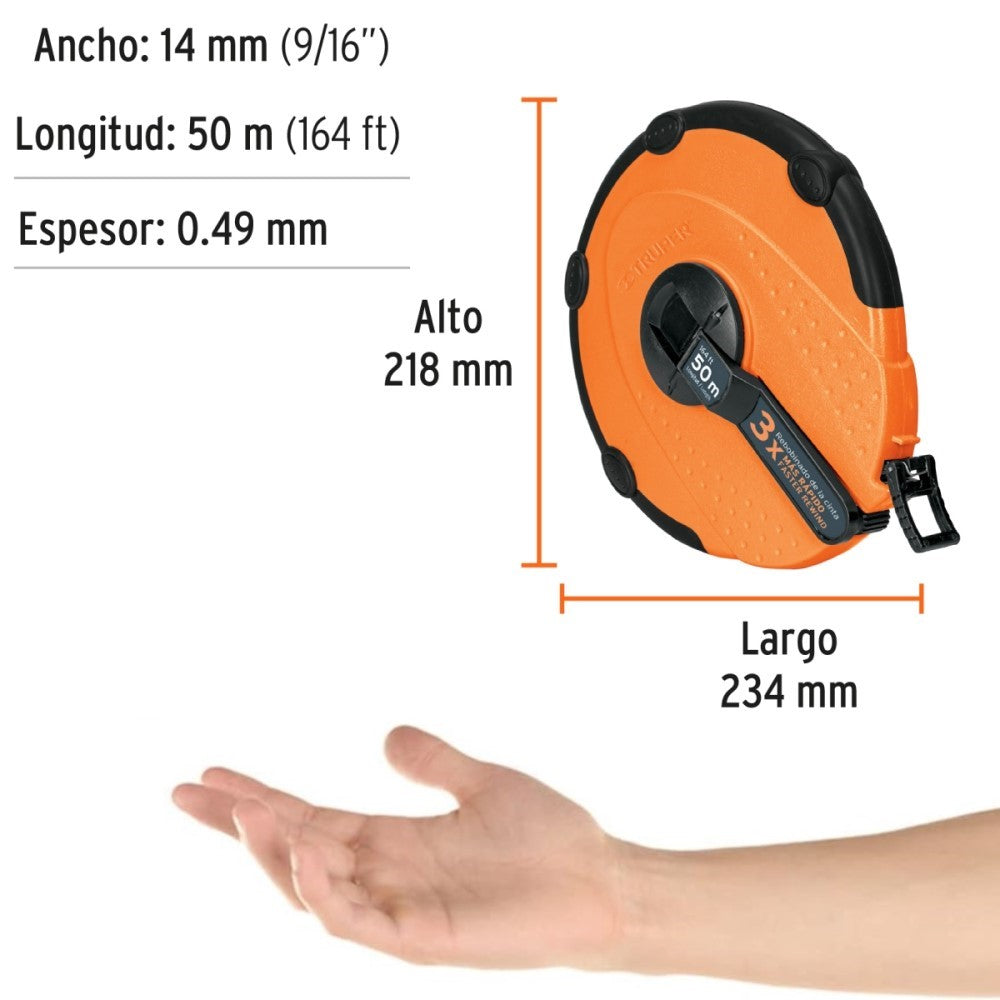 CINTA DE FIBRA DE VIDRIO C/ CARCASA DE PLASTICO 50MTS MCA TRUPPER