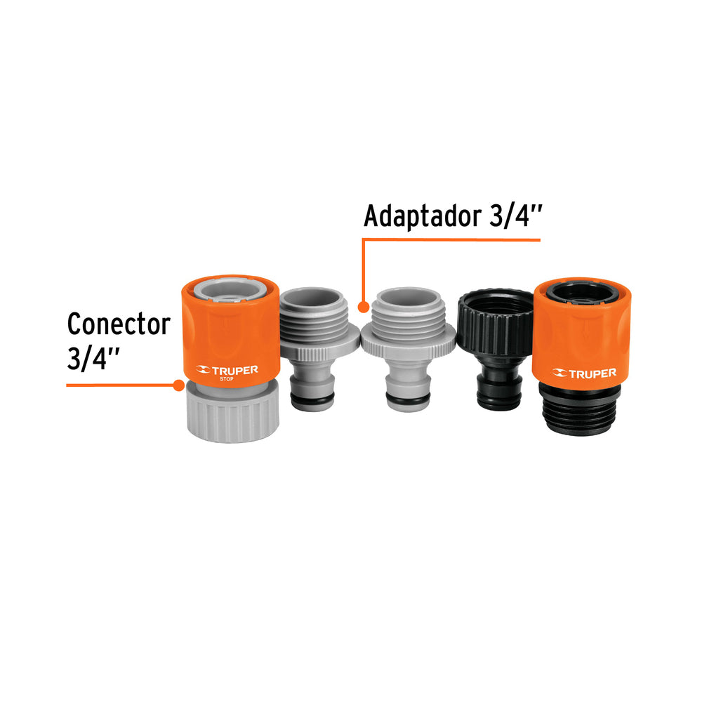 JUEGO DE 2 CONECTORES RAPIDOS ENTRADA 3/4" MCA TRUPER