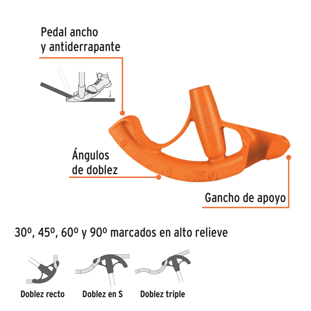 DOBLADOR PARA TUBO CONDUIT 1" PARA CONDUIT PARED DELGADA 1" Y PARED GRUESA 3/4" DOTU-75100 12847 TRUPER