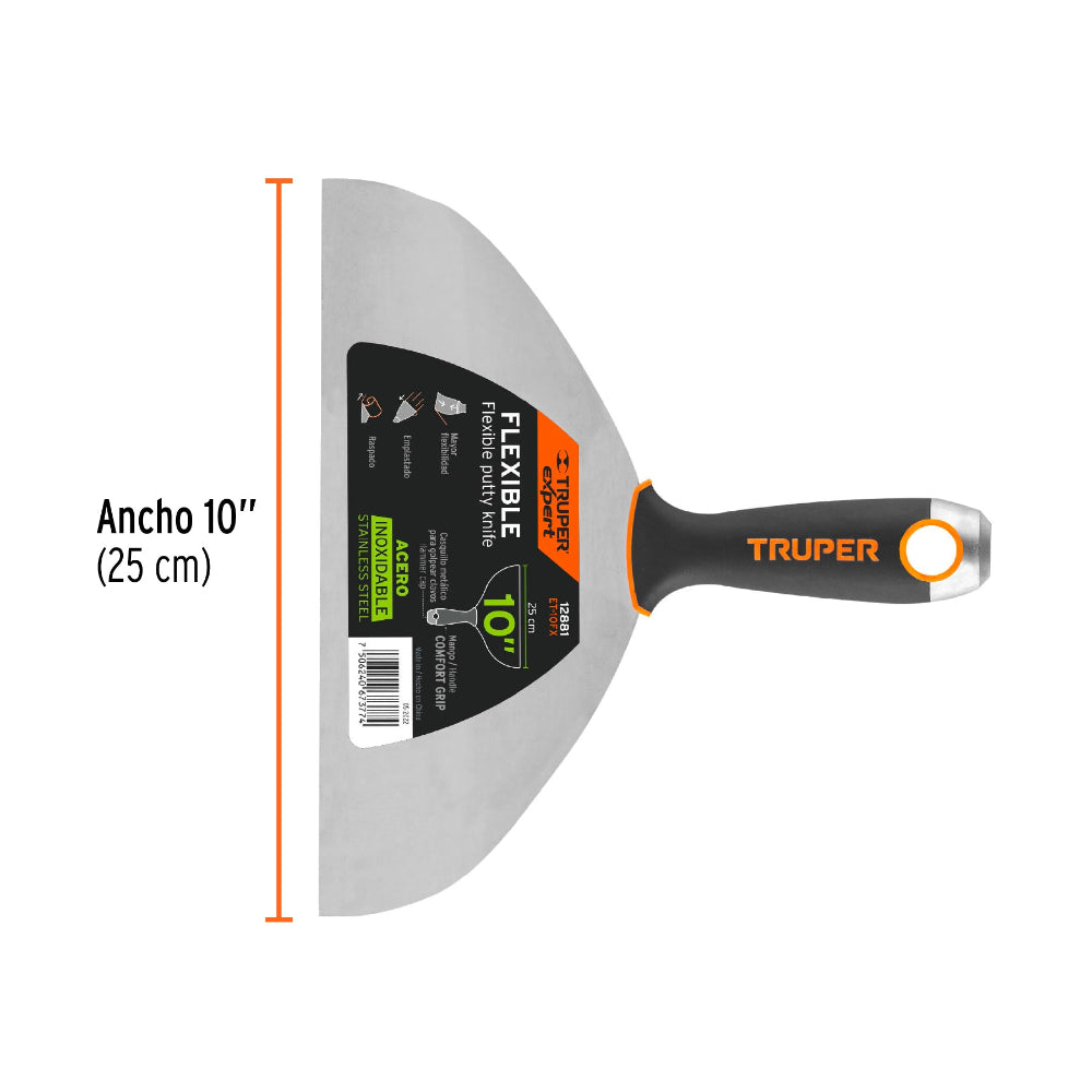 ESPATULA FLEXIBLE 10" ACERO INOXIDABLE MANGO COMFORT GRIP