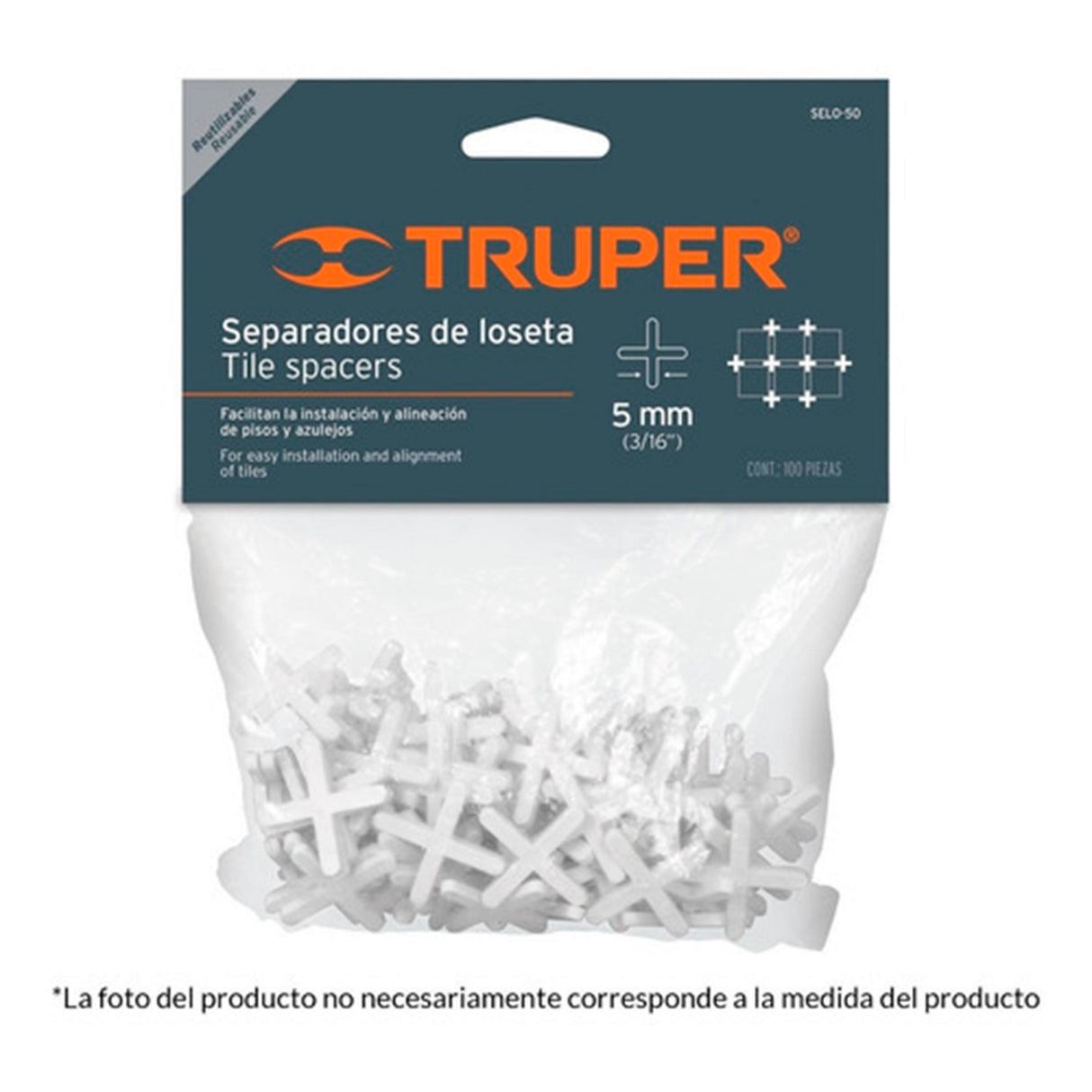 SEPARADORES DE LOSETAS 5 MM BOLSA CON 100 PZAS MCA TRUPER CONSTRUCCION