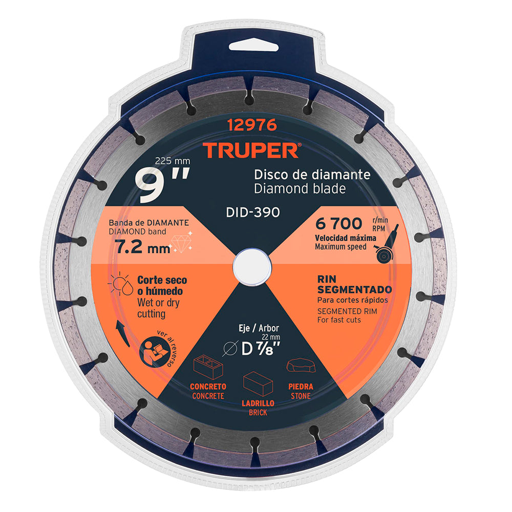DISCO DE DIAMANTE RIN SEGMENTADO 9"DID-390 TRUPER
