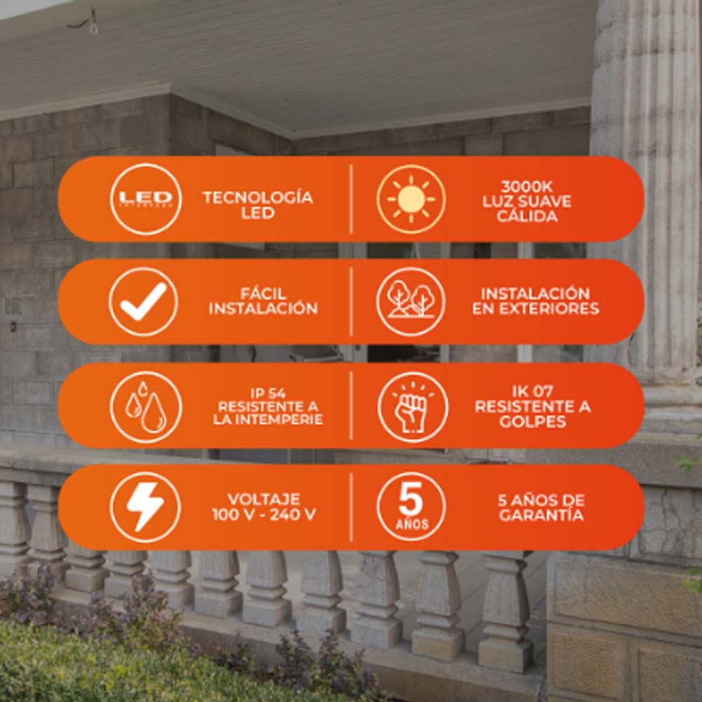 LUMINARIO LED ARBOTANTE EXTERIOR 12W NEGRO