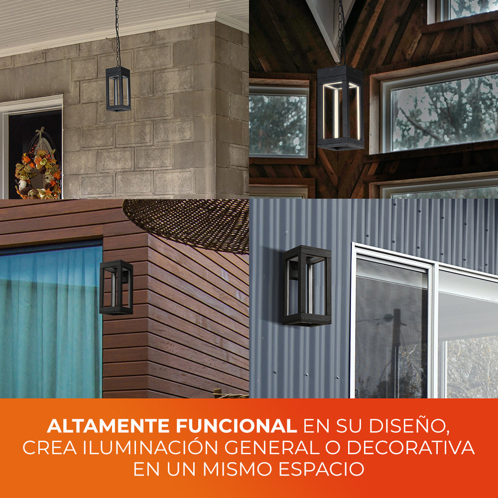 LUMINARIO LED COLGANTE EXTERIOR DE 12W NEGRO
