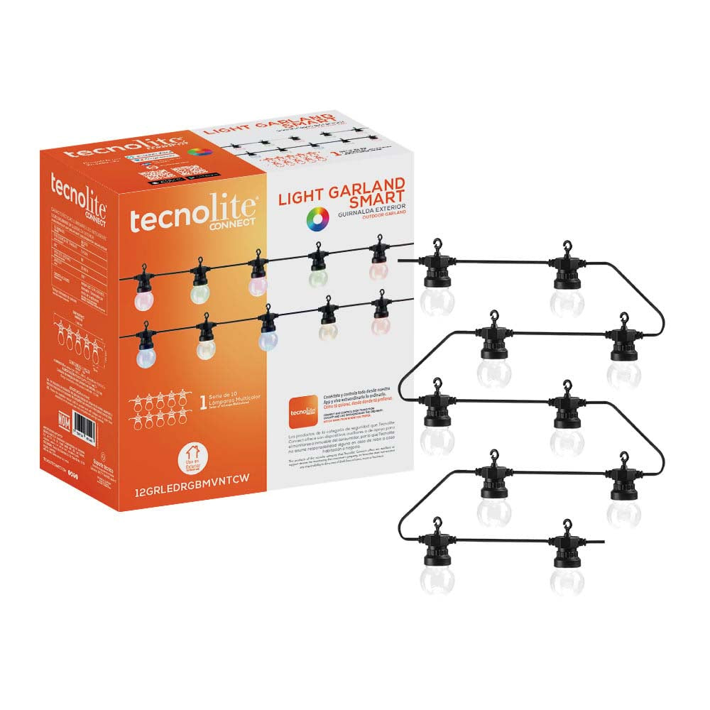GUIRNALDA SERIE 10 LUCES LED SMART WIFI 7MTS. RGB + BLANCO COMPATIBLE APPMOVIL Y ASISTENTE VOZ ***TECNOLITE HAE***