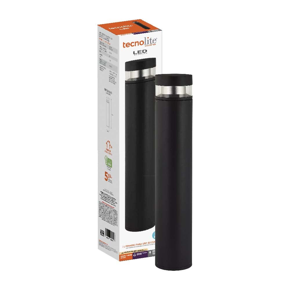 LUMINARIO EXT MINIPOSTE LED 12W 30K NEGRO