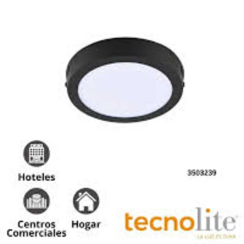 LUM LED SOBREPONER REDONDO 12W 3000K 100-240V NEGRO