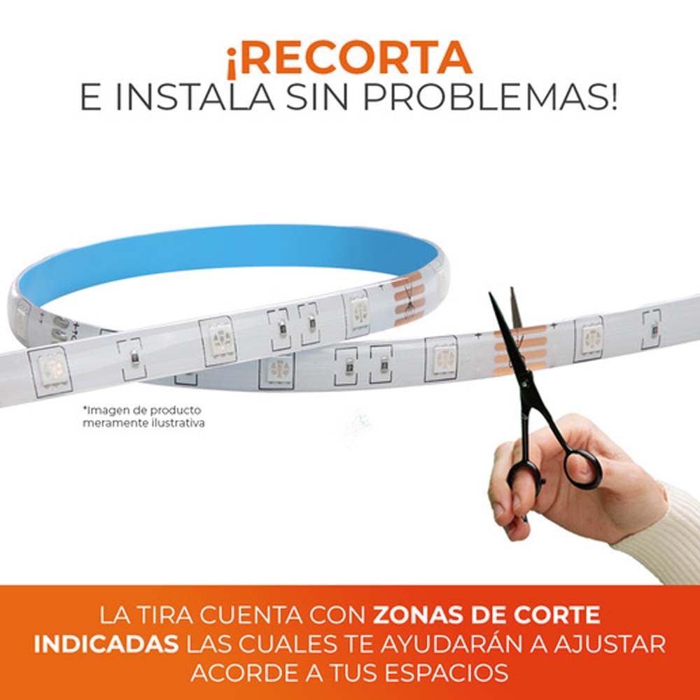 TIRA LED 5 METROS DE LONGITUD 12 W LUZ CALIDA BRILLANTE INTERIORES NO ATENUABLE
