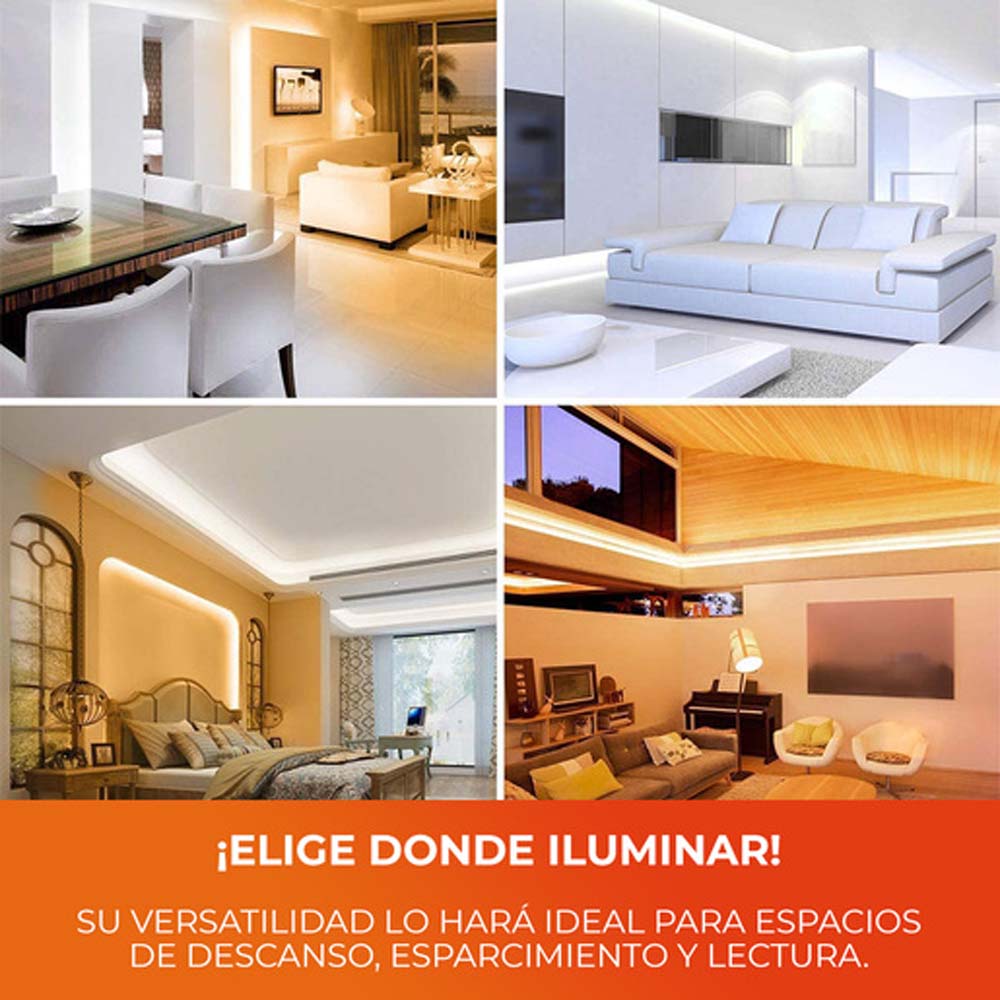 TIRA LED 5 METROS DE LONGITUD 12 W LUZ CALIDA BRILLANTE INTERIORES NO ATENUABLE