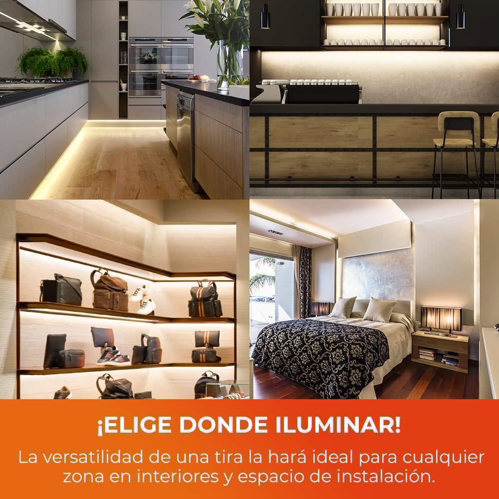 TIRA LED INT/EXT 12W 100V-240V IRC80 LUZ AMARILLA IP20 CONTROLADOR Y ELIMINADOR IP44 140 25000HR BLANCO/TRANSPARENTE