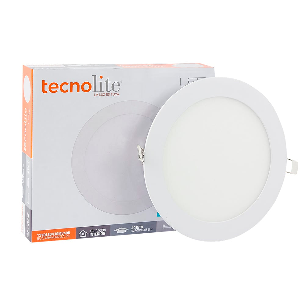 LÁMPARA DE INTERIOR EMPOTRABLE BUCARAMANGA VII TECNOLITE NO ATENUABLE 12W LED INTEGRADO LUZ BLANCA NEUTRA *** OFRECER 86446 ***