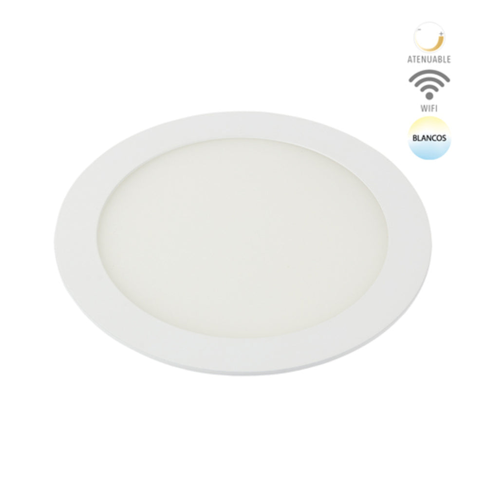 LAMPARA EMPOTRABLE LED INTELIGENTE WIFI 12 W LUZ BLANCA DINAMICA ATENUABLE COMPATIBLE CON APP MOVIL Y ASISTENTES DE VOZ