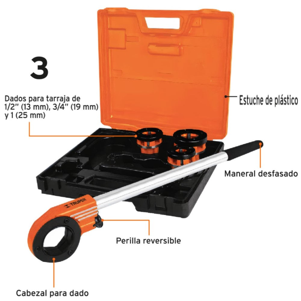 JGO. 4 TARRAJAS P/TUBO TA-850 13070 TRUPER