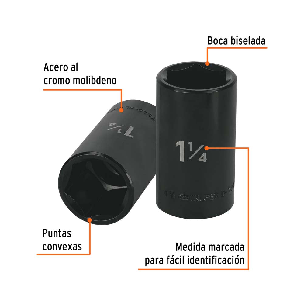 DADO DE IMPACTO 6 PUNTAS CUADRO 1/2" DE 1-1/4" TRUPER