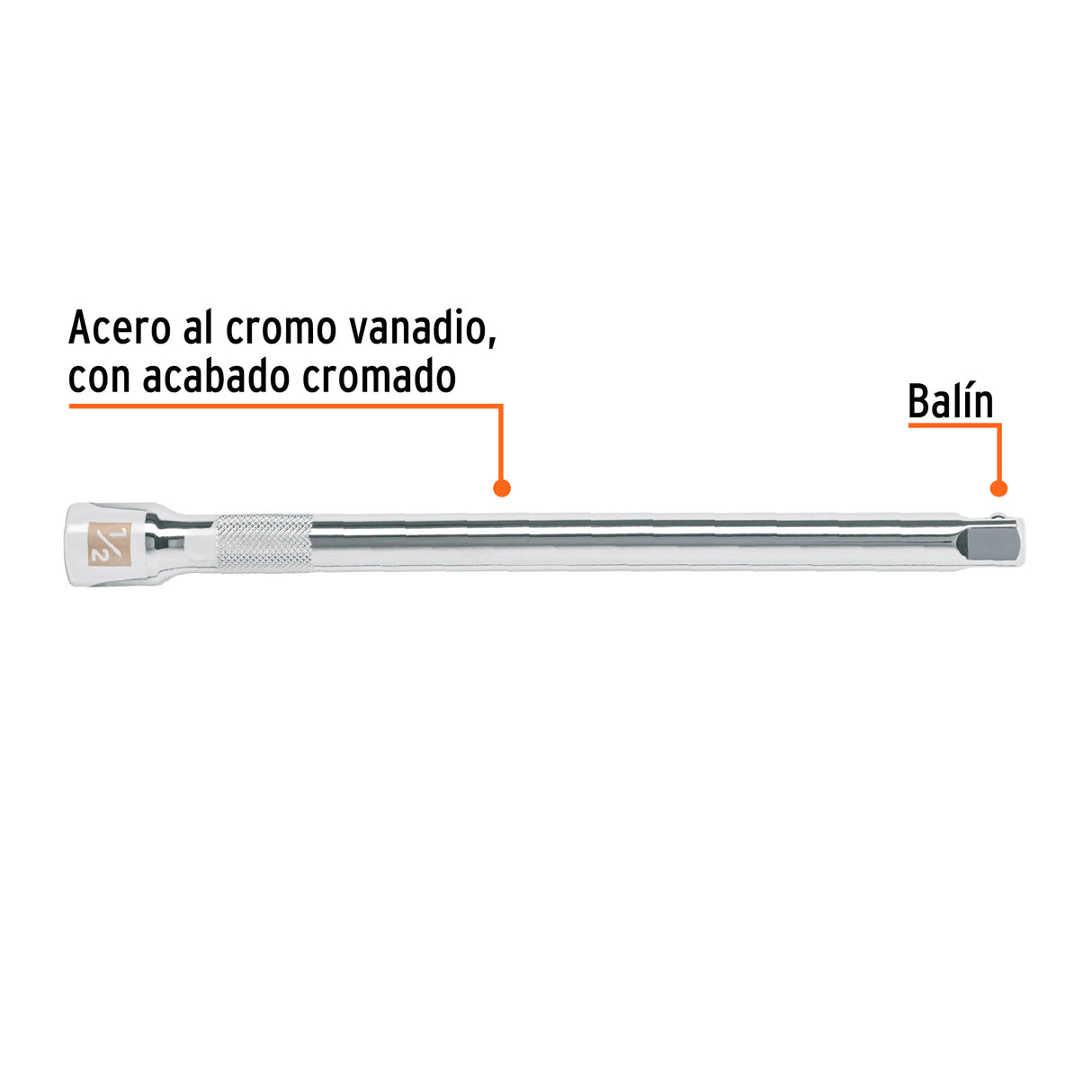 EXTENSIÓN DE 10" PARA MATRACA PARA DADOS CUADRO 1/2" MCA TRUPER HERRAMIENTAS