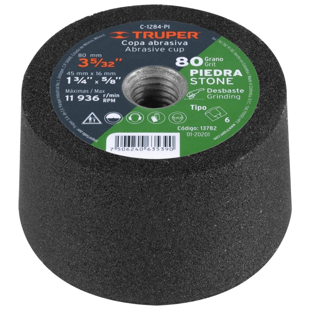 COPA PARA DESBASTE DE PIEDRA 3-5/32 GRANO 80