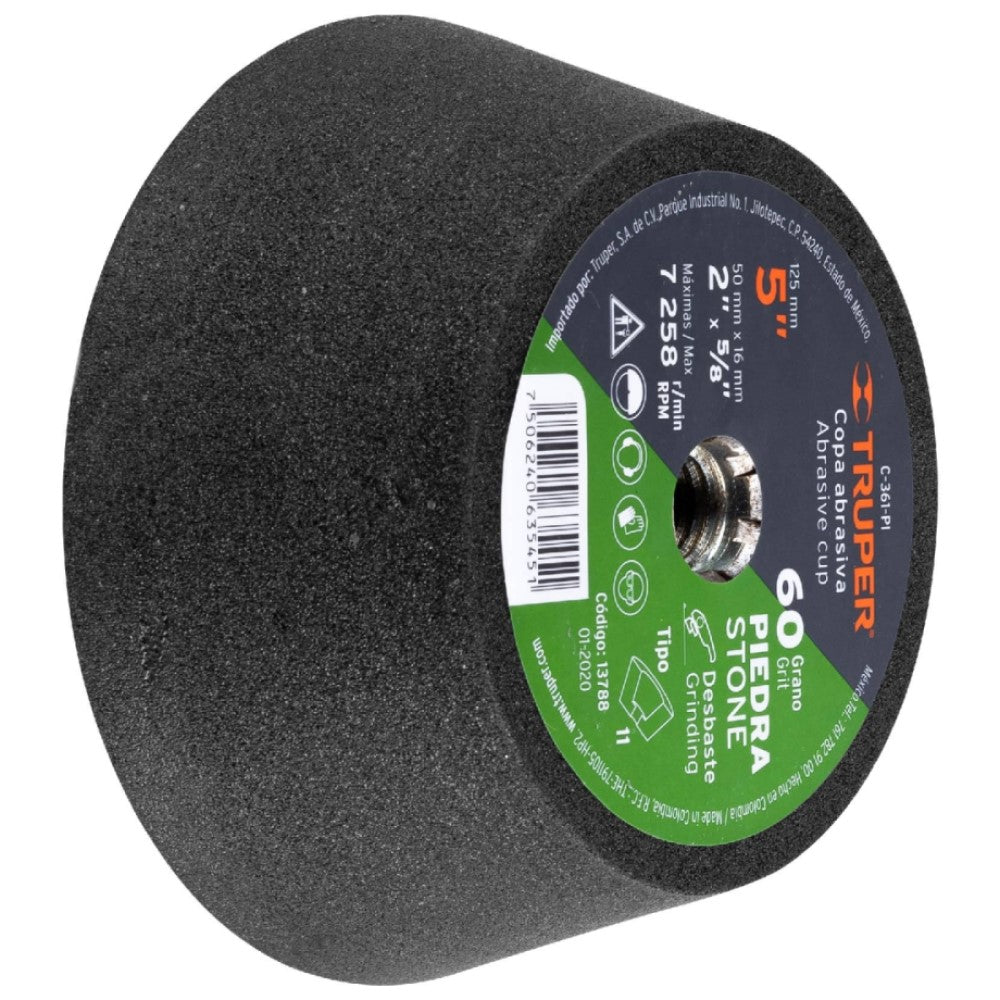 COPA DESBASTE 5" GRANO 60 PARA PIEDRA HERRAMIENTAS TRUPER