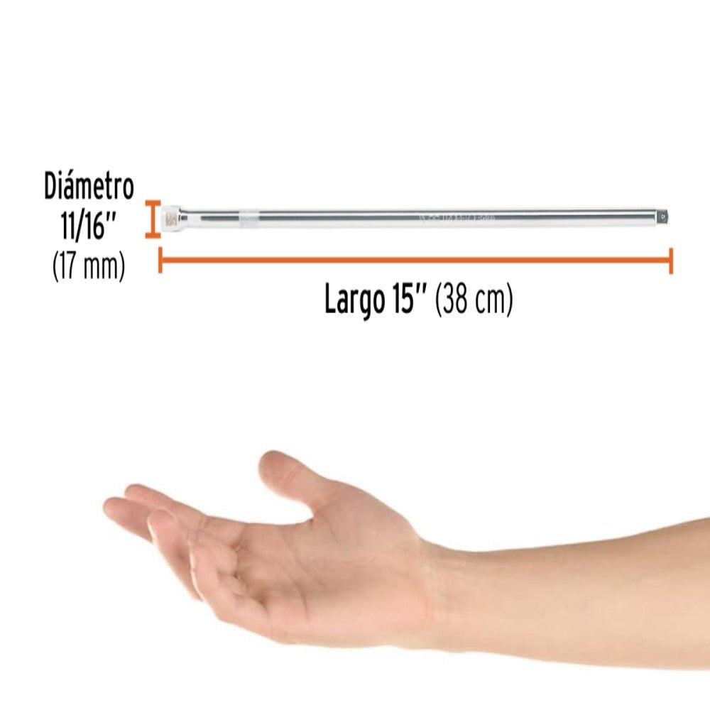EXTENSIÓN DE 15" PARA MATRACA PARA DADOS CUADRO 1/2" MCA TRUPER HERRAMIENTAS
