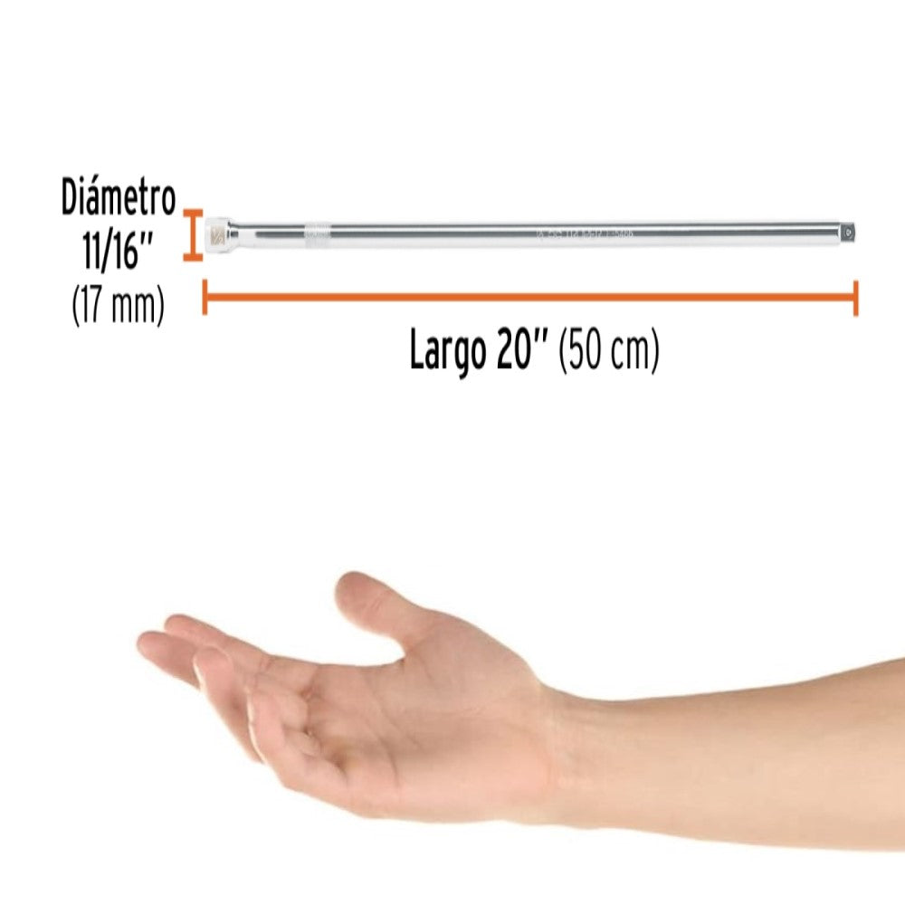 EXTENSIÓN DE 20" PARA MATRACA PARA DADOS CUADRO 1/2" MCA TRUPER HERRAMIENTAS
