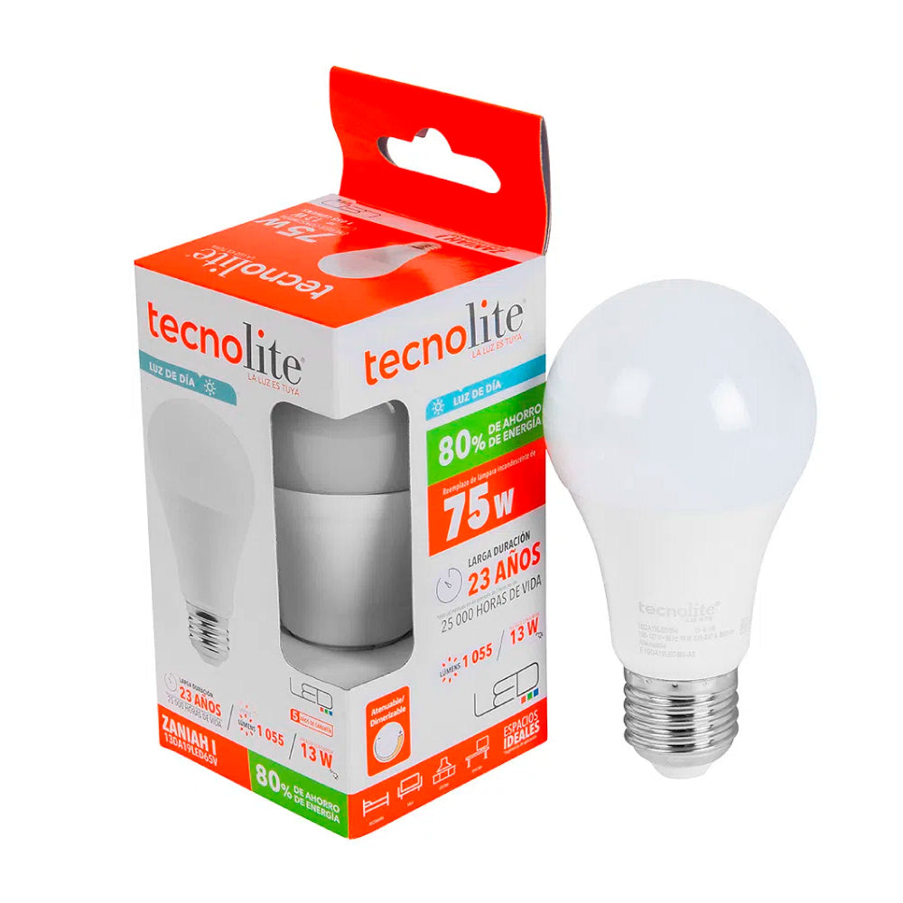 FOCO LED TECNOLITE 13W LUZ DE DÍA BASE E27 ATENUABLE