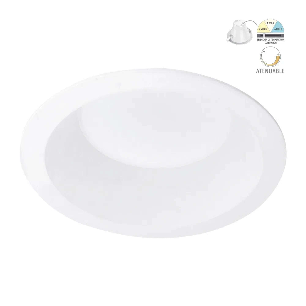 LAMPARA EMPOTRABLE DOWNLIGHT LED 13 W LUZ BLANCA CONFIGURABLE ATENUABLE