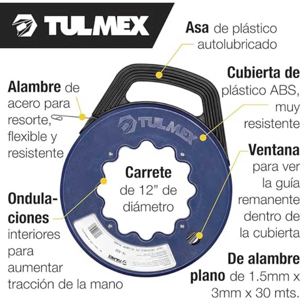 GUIA DE ALAMBRE PLANO 30MTS. CON CARRETE TULMEX KLEIN TOOLS