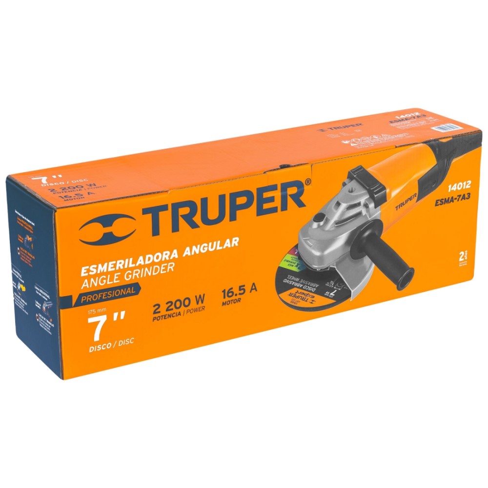 ESMERILADORA ANGULAR 7" 2200 W PROFESIONAL TRUPER