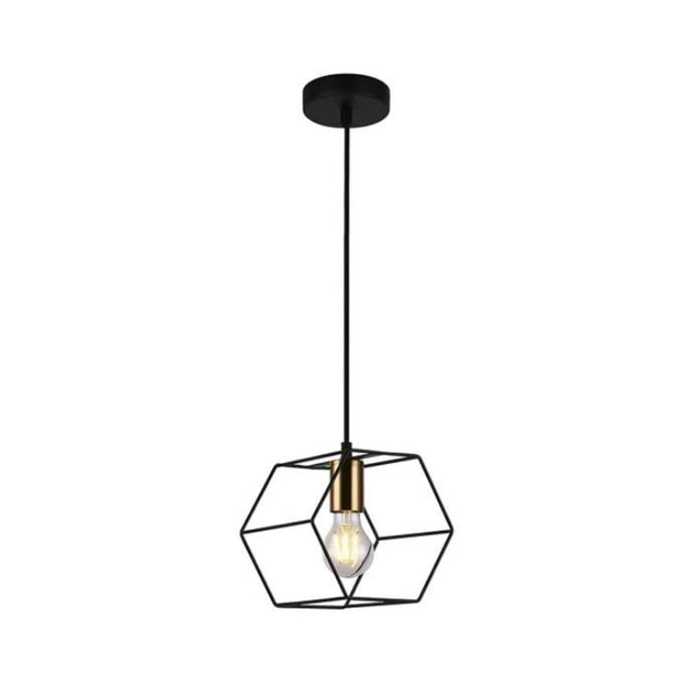 LUMINARIA COLGANTE COLOR NEGRO/COBRE 1 X 60 W HEXA TECNOLITE HOME *** HA. LUMI ***
