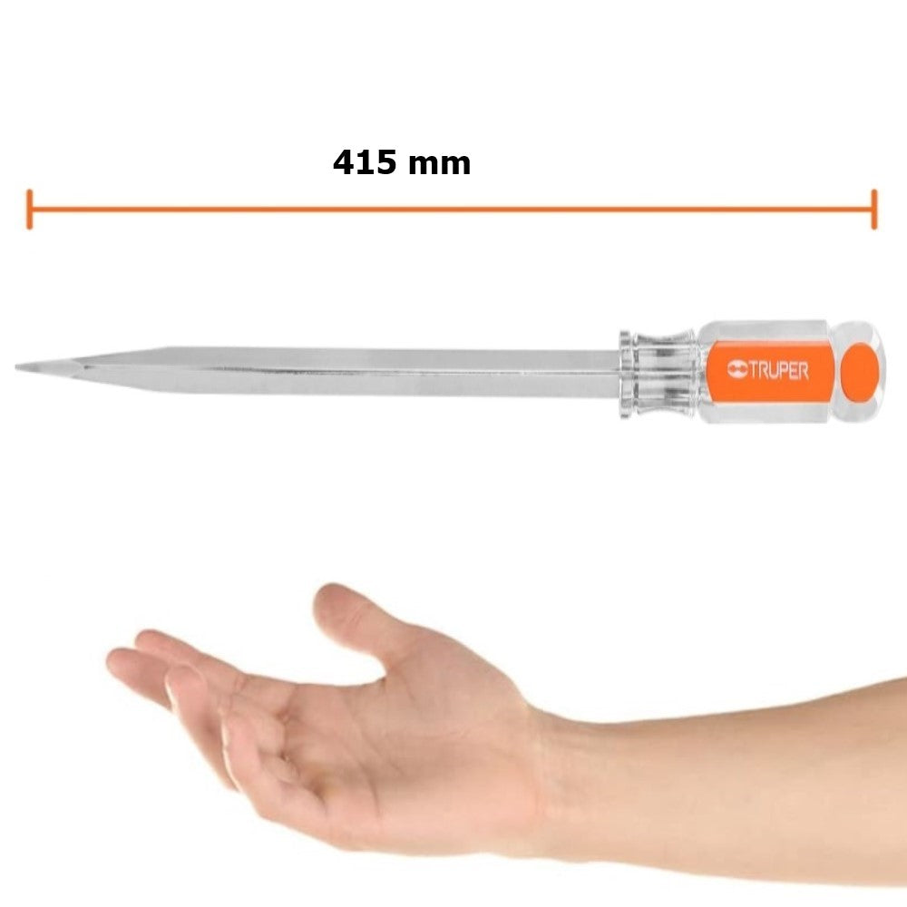 DESARMADOR PLANO BARRA CUADRADA MANGO ACETATO 3/8 X 12" MCA TRUPER HERRAMIENTAS