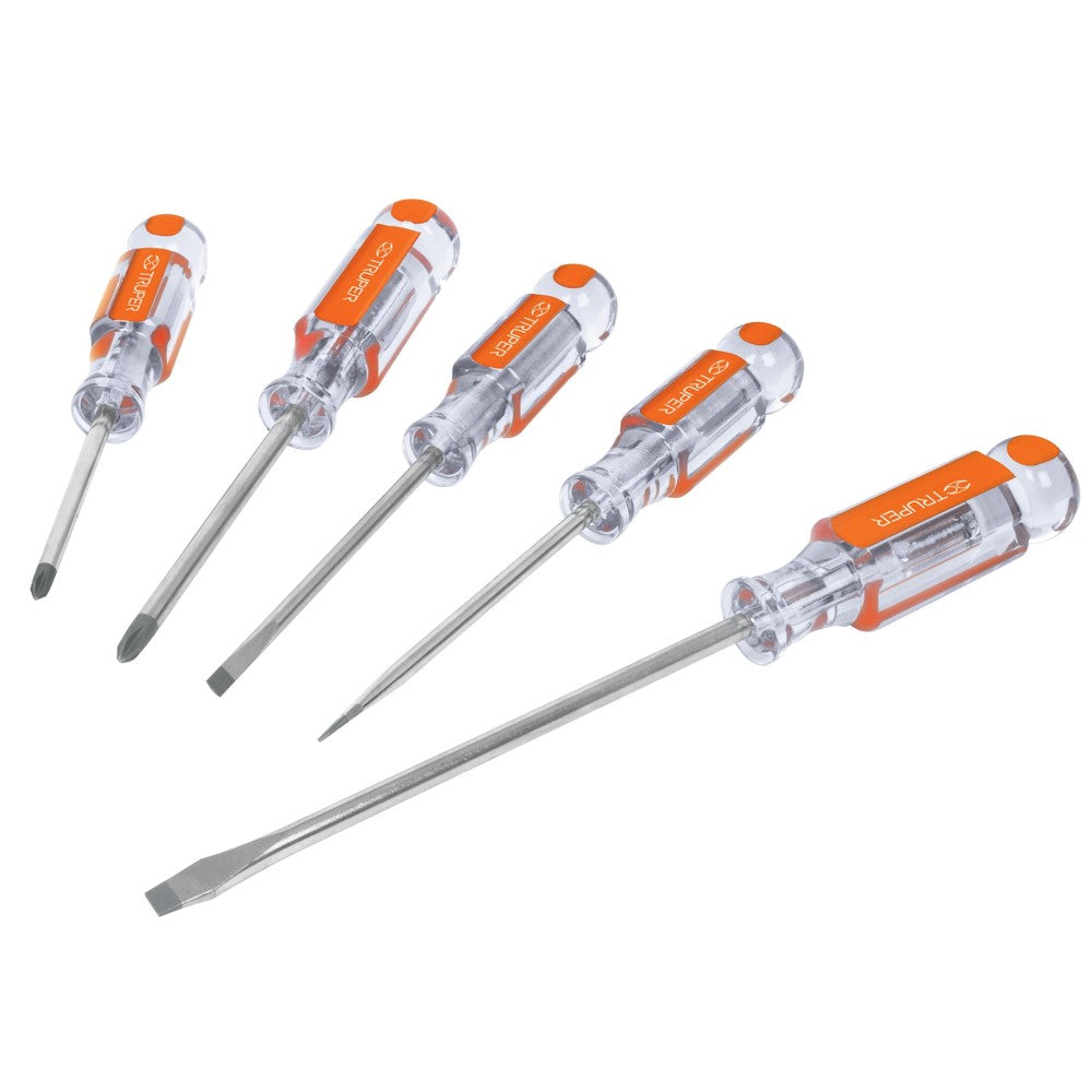 JUEGO DE 5 DESARMADORES MANGOS DE ACETATO TRUPER