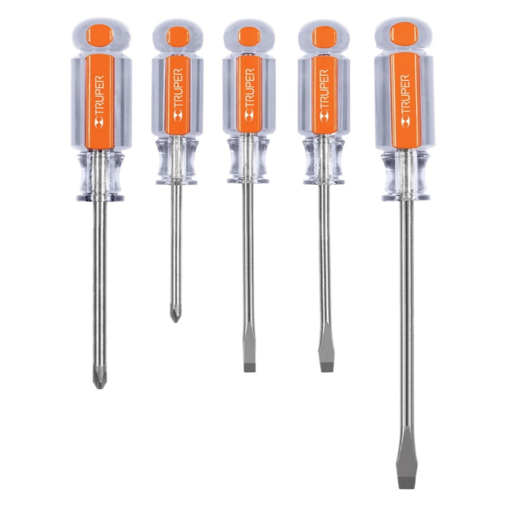 JUEGO DE 5 DESARMADORES MANGOS DE ACETATO TRUPER