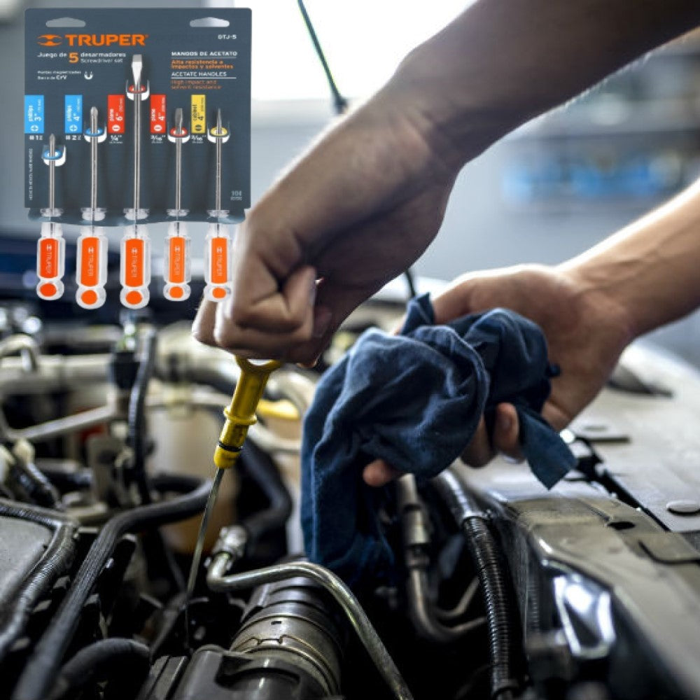 JUEGO DE 5 DESARMADORES MANGOS DE ACETATO TRUPER