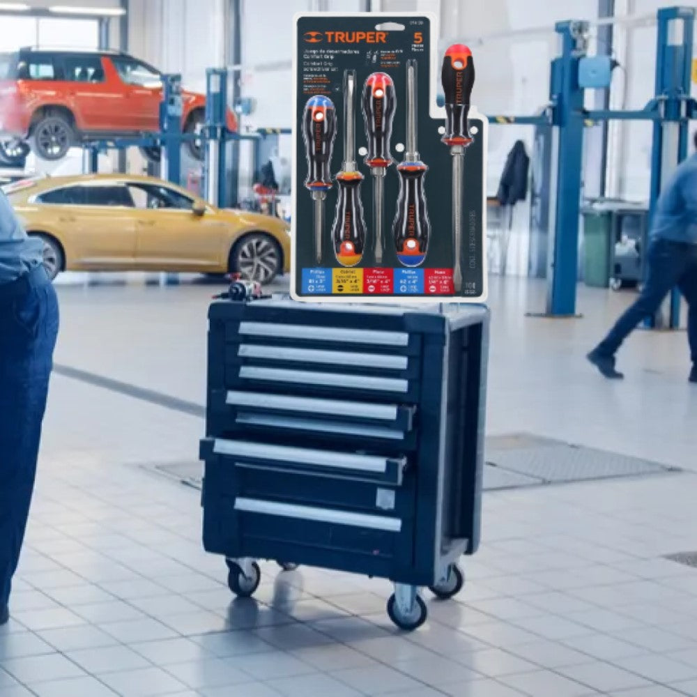 JUEGO DE 5 DESARMADORES MANGOS COMFORT GRIP MCA TRUPER