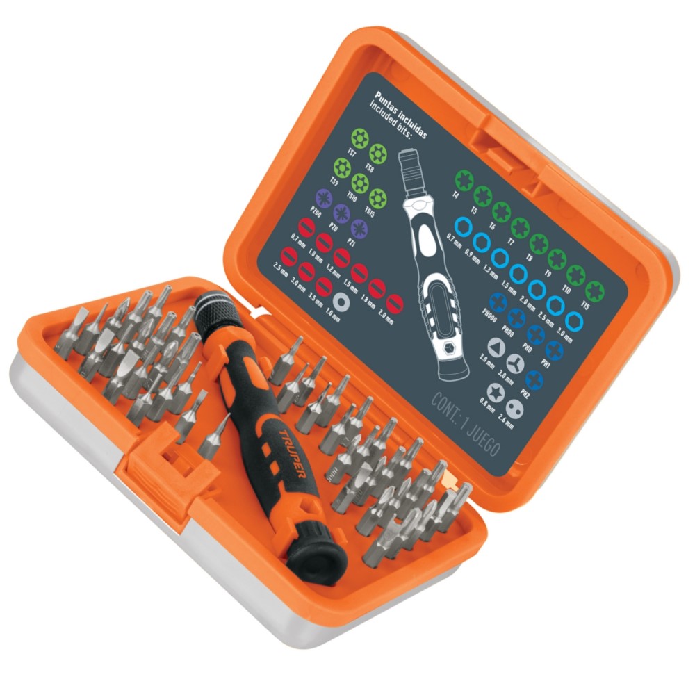 DESARMADORES DE JOYERO PUNTA INTERCAMBIABLE JGO 42PZAS JOY-43 MCA TRUPER