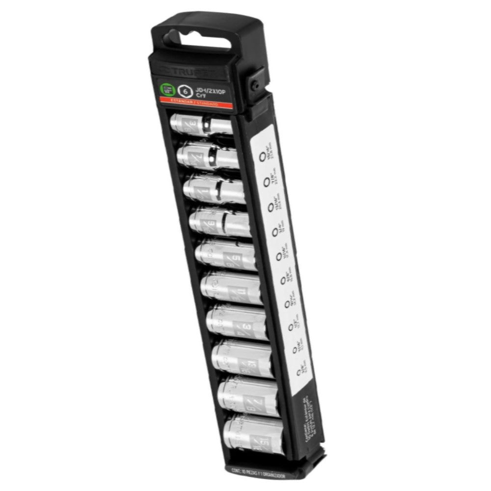 JUEGO DADOS CUADRO 1/2" 10 PZAS MCA TRUPER