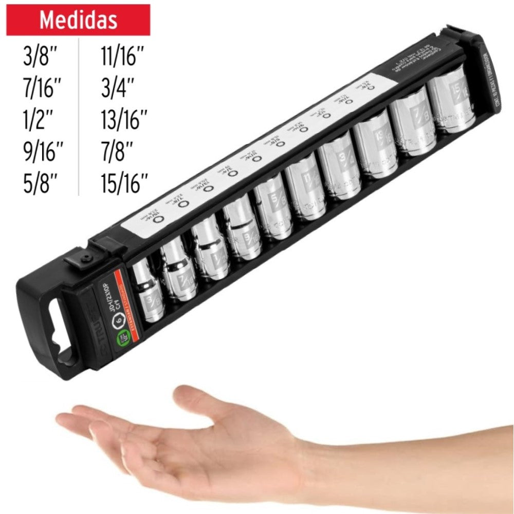 JUEGO DADOS CUADRO 1/2" 10 PZAS MCA TRUPER